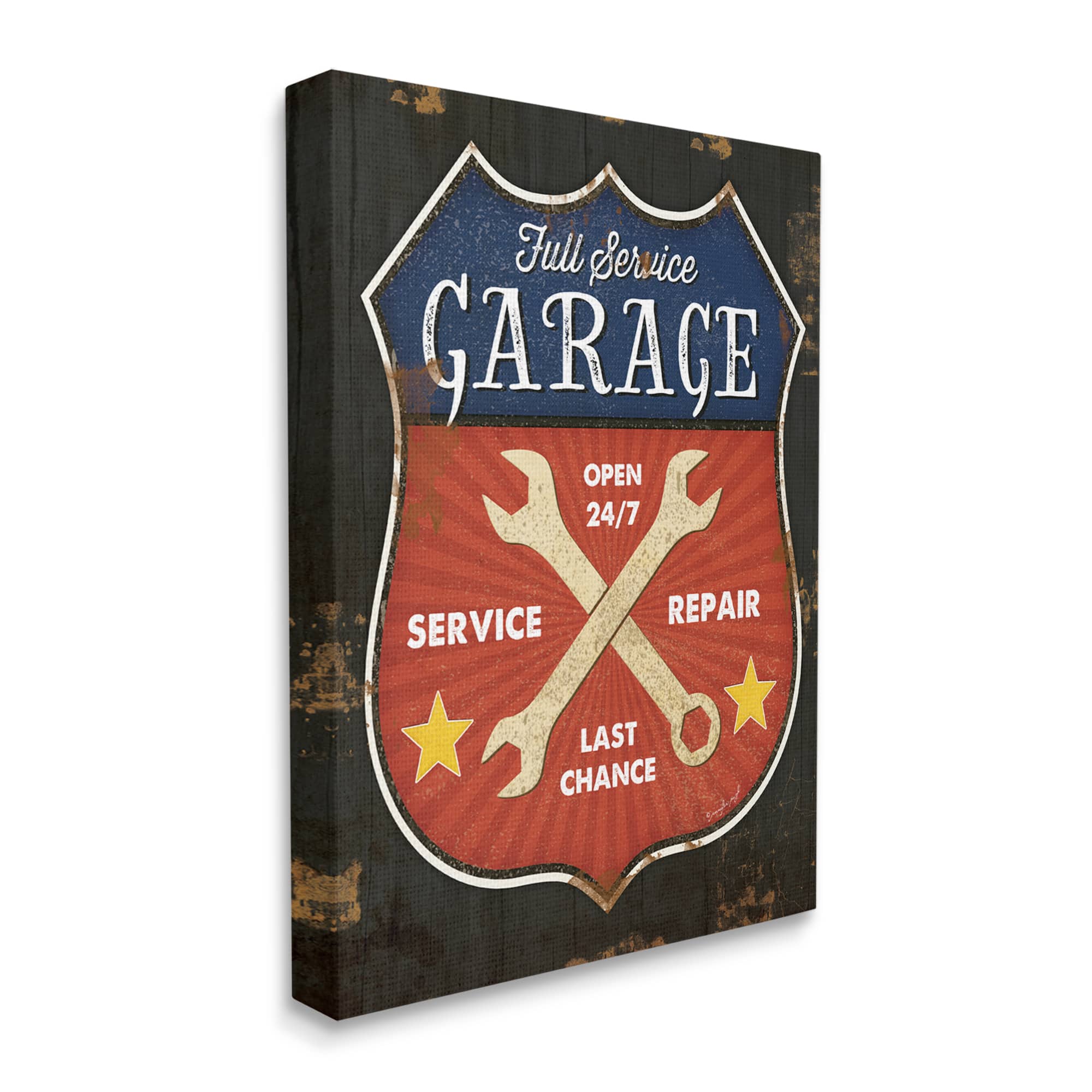 Stupell Industries Full Service Garage Sign Rustic Americana Highway Symbol Canvas Wall Art